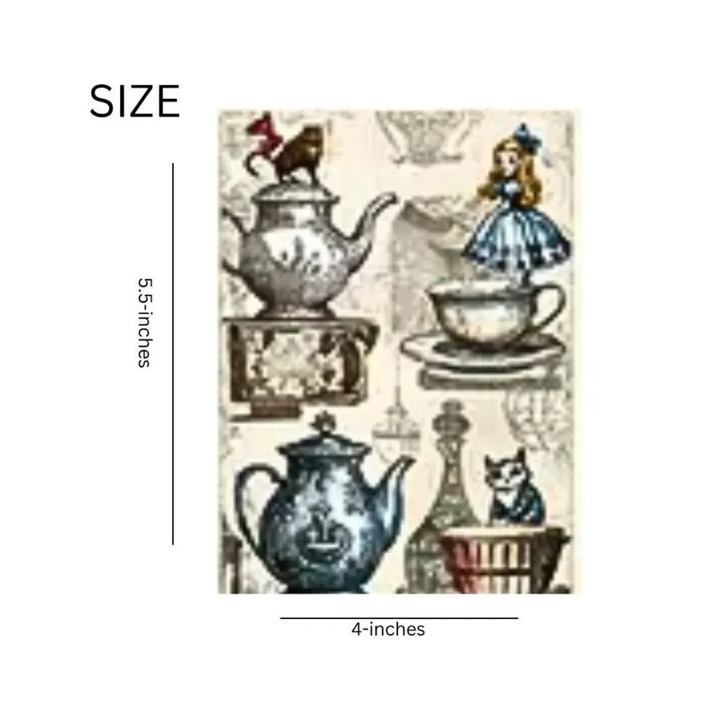NWT 32pc Vintage Alice in Wonderland Journal Paper Scrapbook Ephemera Pack 4x5.5